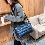 Quilted Cotton Padded Messenger Bag Women Large Capacity Shoulder Bag