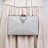Silver Clutch Bags Womens High Wedding Purse and Handbags Leaf Shape