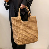 Bohemian Summer Straw Beach Tote Bag Women's Shoulder Handbag