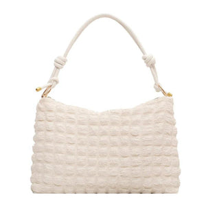 Women's Diamond Lattice Shoulder Bag with Pleats
