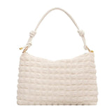 Women's Diamond Lattice Shoulder Bag with Pleats