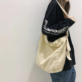 Minimalist Style Solid Shoulder Bags 100% Cotton Unisex