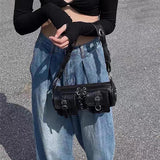 Vintage Women Cylinder Underarm Bags Double Pocket Ladies Shoulder Bag