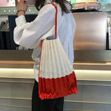 Pleated Canvas Tote Bag For Women Shopper Shoulder Underarm