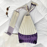 Pleated Canvas Tote Bag For Women Shopper Shoulder Underarm