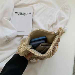 Casual Flower Shoulder Straw Bag Women Woven Summer Beach Bags