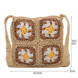 Casual Flower Shoulder Straw Bag Women Woven Summer Beach Bags