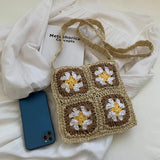 Casual Flower Shoulder Straw Bag Women Woven Summer Beach Bags
