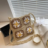 Casual Flower Shoulder Straw Bag Women Woven Summer Beach Bags