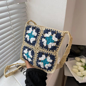 Casual Flower Shoulder Straw Bag Women Woven Summer Beach Bags