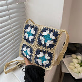 Casual Flower Shoulder Straw Bag Women Woven Summer Beach Bags