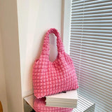 Lattice Pattern Shoulder Bag Space Cotton Handbag Women