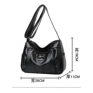 Women Pure Leather Messenger Purse Large Capacity Single Shoulder Bag
