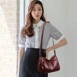 Women Pure Leather Messenger Purse Large Capacity Single Shoulder Bag