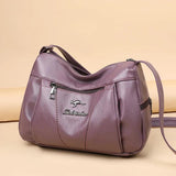 Women Pure Leather Messenger Purse Large Capacity Single Shoulder Bag