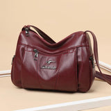 Women Pure Leather Messenger Purse Large Capacity Single Shoulder Bag