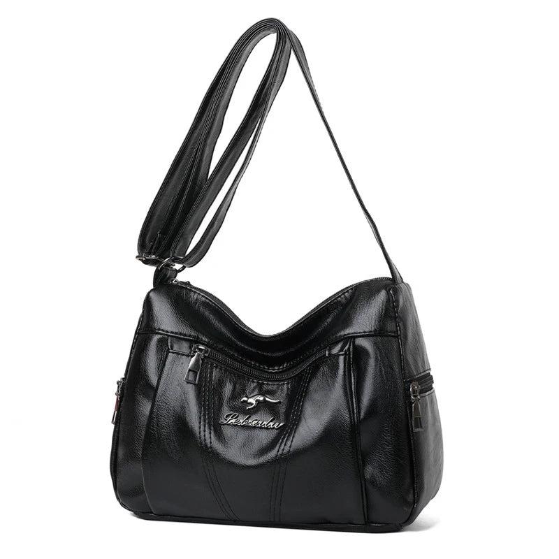 Women Pure Leather Messenger Purse Large Capacity Single Shoulder Bag