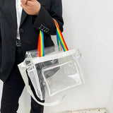 Clear PVC Shoulder Bag Women Handbag Jelly Square Bag Transparent Crossbody
