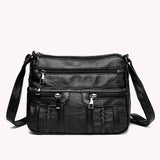 Retro Crossbody Shoulder Bag Women PU Soft Leather Female Solid Handbag