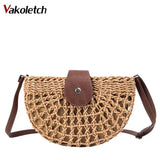 Bohemia Messenger Crossbody Bags Rattan Woven Straw Bag