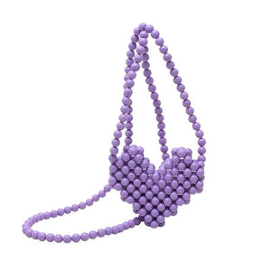 Women Pearl Beaded Shoulder Bag Mini Lipstick Crossbody Evening Clutch
