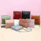Crocodile Pattern Women Crossbody Bag Mini Shoulder Bag Double Layer Lady Purse