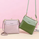 Crocodile Pattern Women Crossbody Bag Mini Shoulder Bag Double Layer Lady Purse