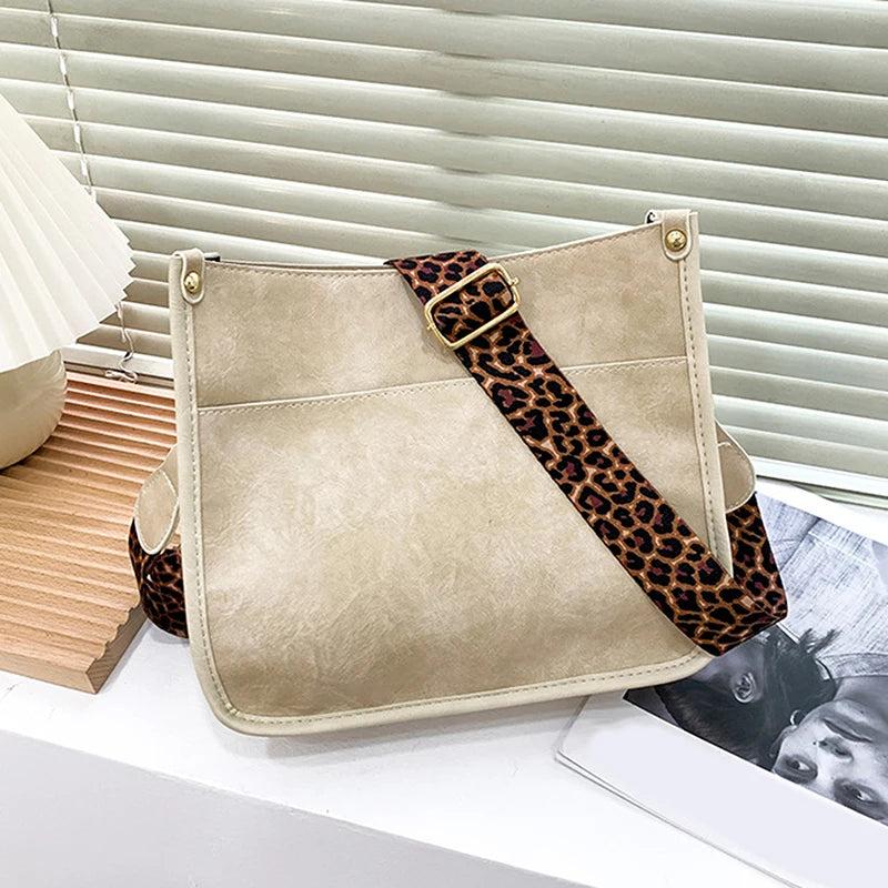 Leopard Print Shoulder Strap Tote Bags Female Rainbow Purses And Handbags