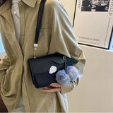 Solid PU Leather Shoulder Bags For Women Small Handbags