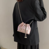Purple Quilted Cotton Shoulder Bag for Women