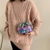 Purple Quilted Cotton Shoulder Bag for Women