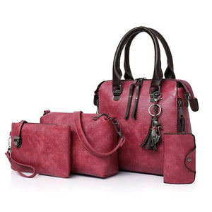 4 Pcs Large Capacity Women's Leather Tote Shoulder Bags