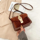 Retro Velvet Crossbody Bag One-Shoulder Kelly Bag B136