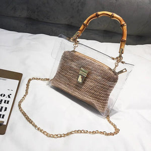 Women Hand Bags Chain Straw Bag Lady Travel Beach Shoulder Cross Body Bag