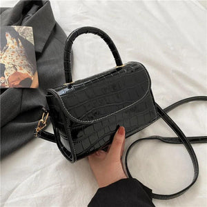 Stone Pattern Leather Mini Tote Handbag for Women