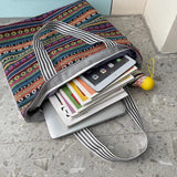 Women Big Size Handbag Casual Flower Printing Canvas Graffiti Shoulder Bag