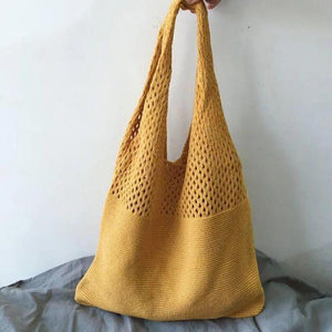 Retro Hollow Knitted Hand-held Shoulder Bag Woolen Bag Large Capacity