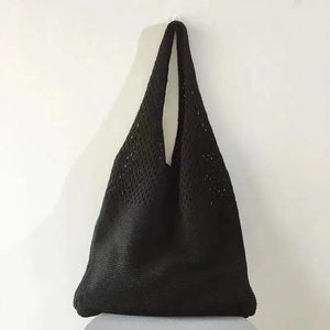 Retro Hollow Knitted Hand-held Shoulder Bag Woolen Bag Large Capacity
