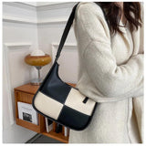 Checked Pattern Messenger Tote Bag for Women