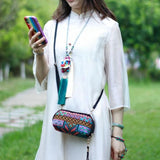 Vintage Geometric Embroidered Shoulder Bag Travel Pouch