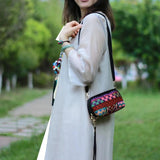 Vintage Geometric Embroidered Shoulder Bag Travel Pouch