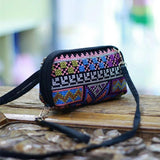 Vintage Geometric Embroidered Shoulder Bag Travel Pouch