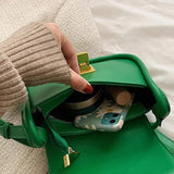 Solid Flap Armpit Bag Femake PU Leather Shoulder Bag Lock Crossbody Bag
