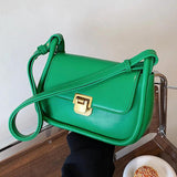 Solid Flap Armpit Bag Femake PU Leather Shoulder Bag Lock Crossbody Bag