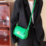 Solid Flap Armpit Bag Femake PU Leather Shoulder Bag Lock Crossbody Bag
