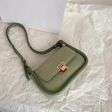 Solid Flap Armpit Bag Femake PU Leather Shoulder Bag Lock Crossbody Bag