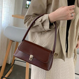 Shoulder Bag Retro Casual Lady Underarm Handbag Solid Female Bag