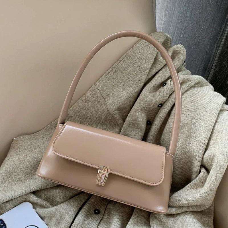 Shoulder Bag Retro Casual Lady Underarm Handbag Solid Female Bag