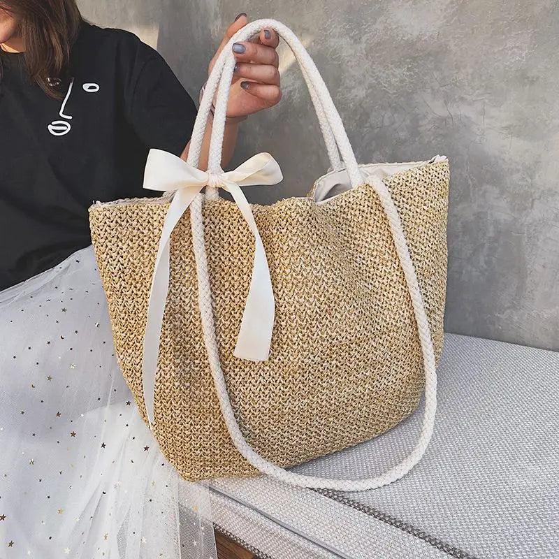 Rattan Woven Women Handbag Large Capacity Tote Bag KL1087
