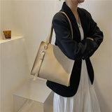 Women Shoulder Bag Tote Handbag Retro PU Leather Zipper